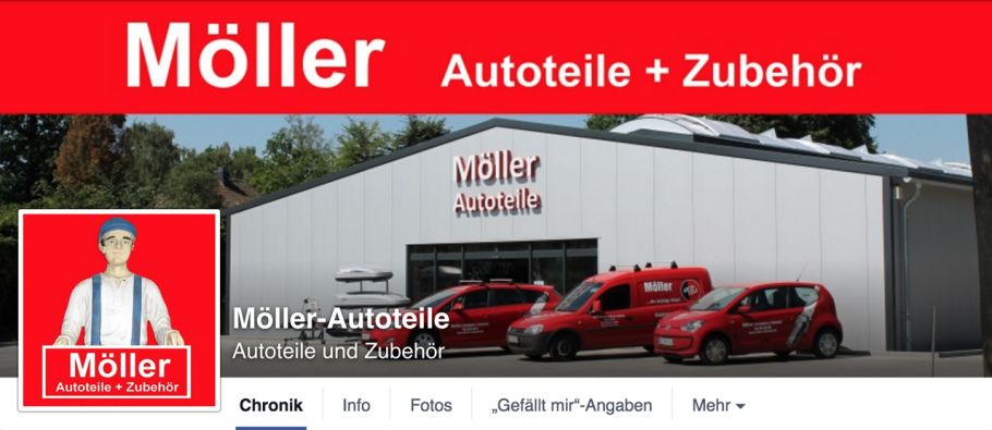 Screenshot des Titelbildes der Facebook-Seite von Möller Autoteile