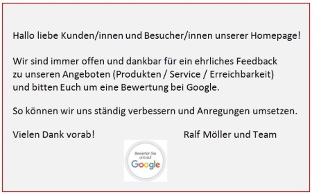 Bitte bewerten Sie uns auf GOOGLE!